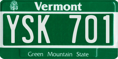 VT license plate YSK701