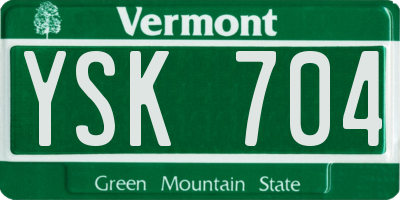 VT license plate YSK704