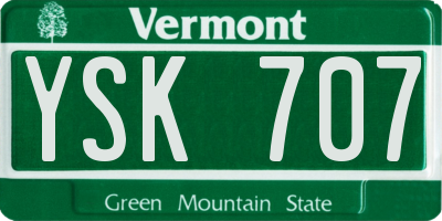 VT license plate YSK707