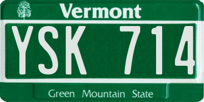 VT license plate YSK714