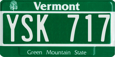 VT license plate YSK717