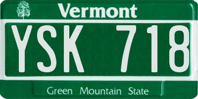 VT license plate YSK718
