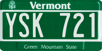 VT license plate YSK721