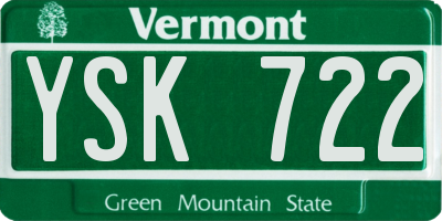 VT license plate YSK722