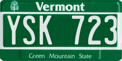 VT license plate YSK723
