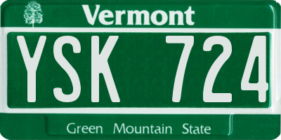 VT license plate YSK724