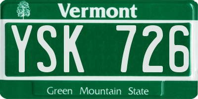 VT license plate YSK726