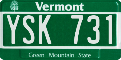 VT license plate YSK731