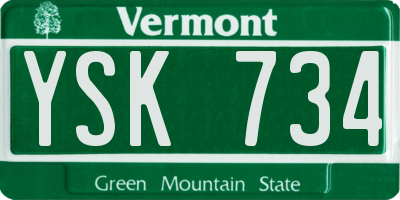 VT license plate YSK734