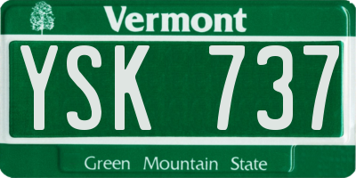 VT license plate YSK737