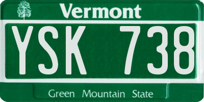 VT license plate YSK738