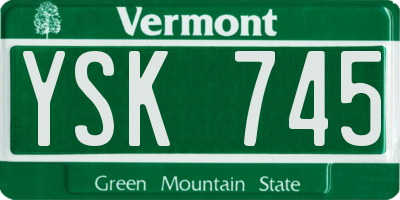 VT license plate YSK745