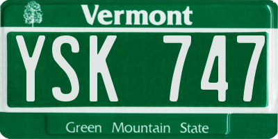 VT license plate YSK747