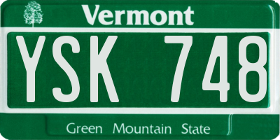 VT license plate YSK748