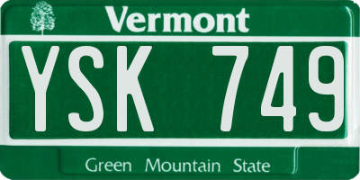 VT license plate YSK749