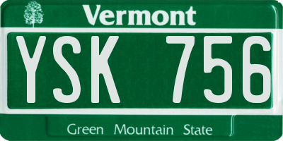 VT license plate YSK756
