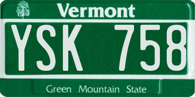 VT license plate YSK758