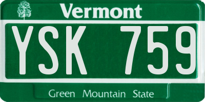 VT license plate YSK759
