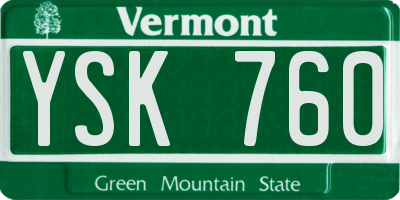 VT license plate YSK760