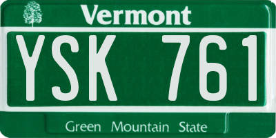 VT license plate YSK761