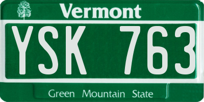 VT license plate YSK763