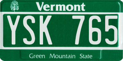 VT license plate YSK765