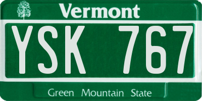 VT license plate YSK767