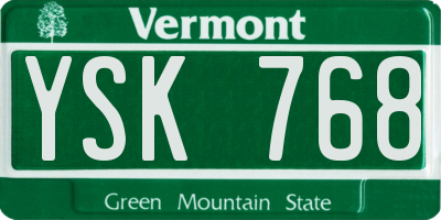 VT license plate YSK768