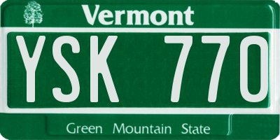 VT license plate YSK770