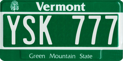 VT license plate YSK777