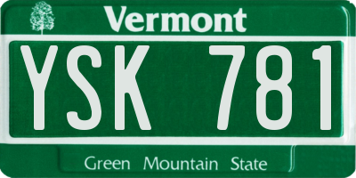 VT license plate YSK781