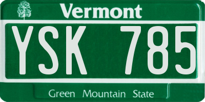 VT license plate YSK785