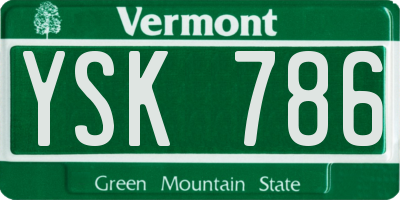 VT license plate YSK786