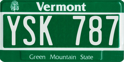 VT license plate YSK787