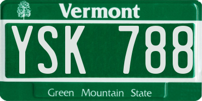 VT license plate YSK788