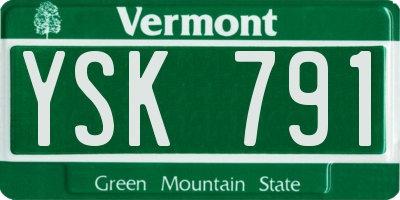 VT license plate YSK791