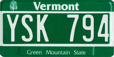 VT license plate YSK794