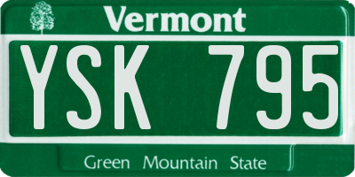 VT license plate YSK795