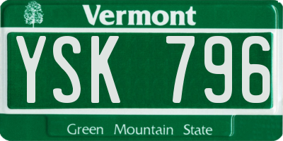 VT license plate YSK796