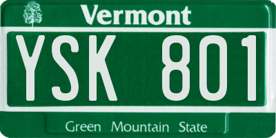 VT license plate YSK801