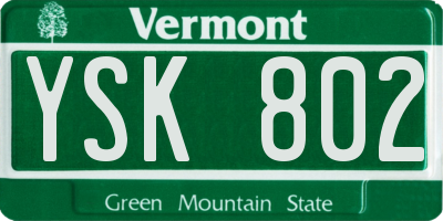 VT license plate YSK802
