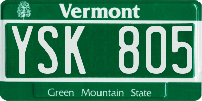 VT license plate YSK805