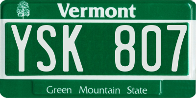 VT license plate YSK807