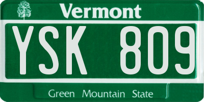 VT license plate YSK809