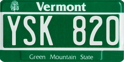 VT license plate YSK820
