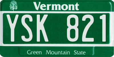 VT license plate YSK821