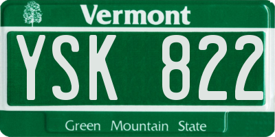 VT license plate YSK822