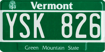 VT license plate YSK826