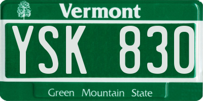 VT license plate YSK830