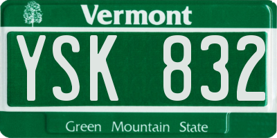 VT license plate YSK832